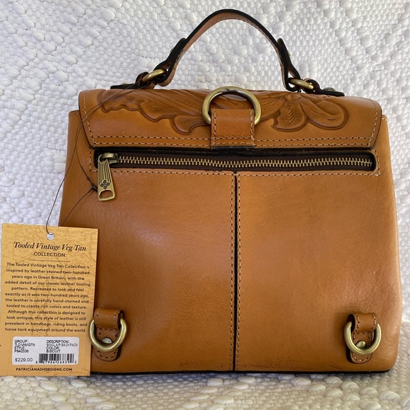 Patricia Nash *Sinclair* Tooled Leather Floral Backpack. NWT. - Picture 3 of 12